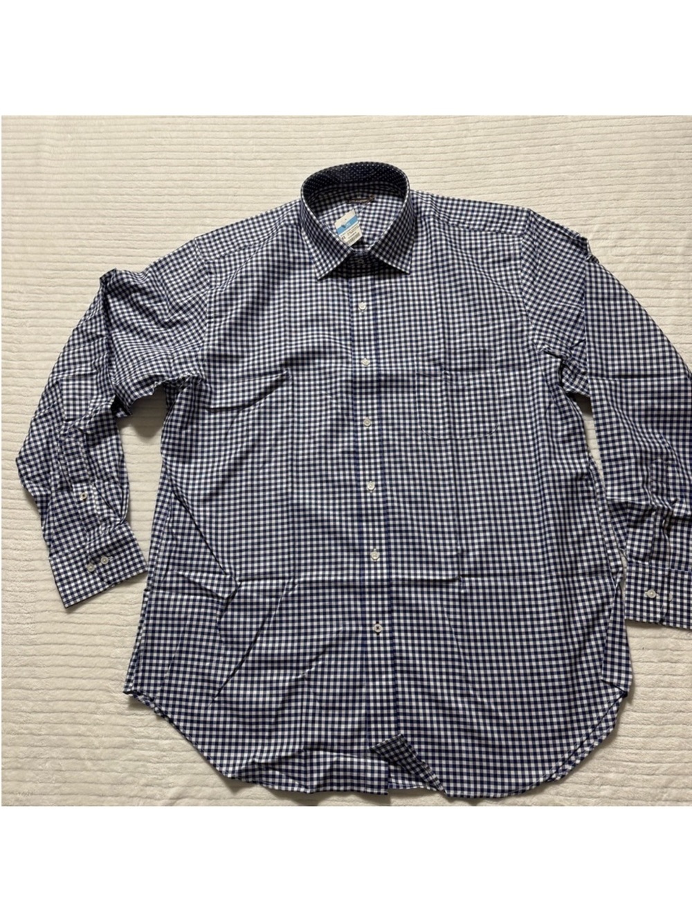 J. McLaughlin Blue and White Check Dress Shirt